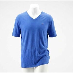 Tommy Hilfiger Royal Blue Short Sleeve V-Neck Tee Flag Logo Size XLT